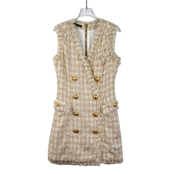 Balmain Elegant Tweed Sleeveless Dress - Picture 1 of 8